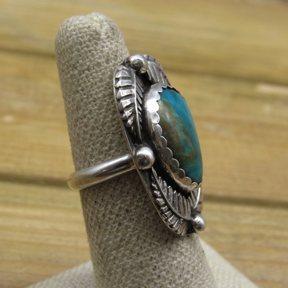 Vintage Southwest Sterling Silver Turquoise Feath… - image 3