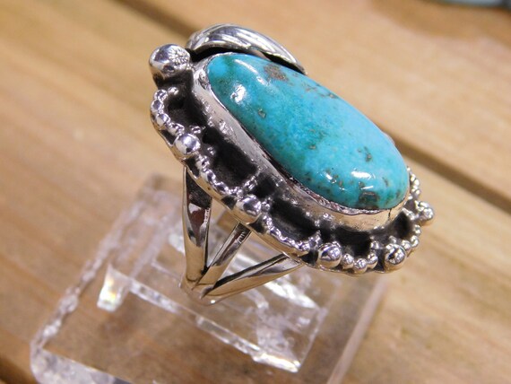 Turquoise Sterling Silver Ring Size 8 - image 2