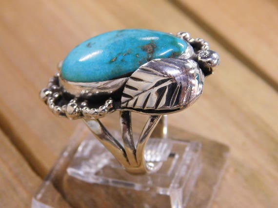 Turquoise Sterling Silver Ring Size 8 - image 3