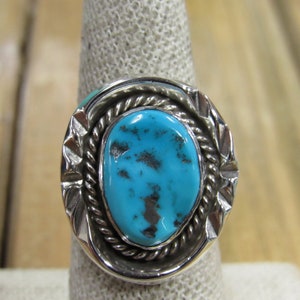 Vintage Sterling Silver Turquoise Nugget Ring Size 7.5