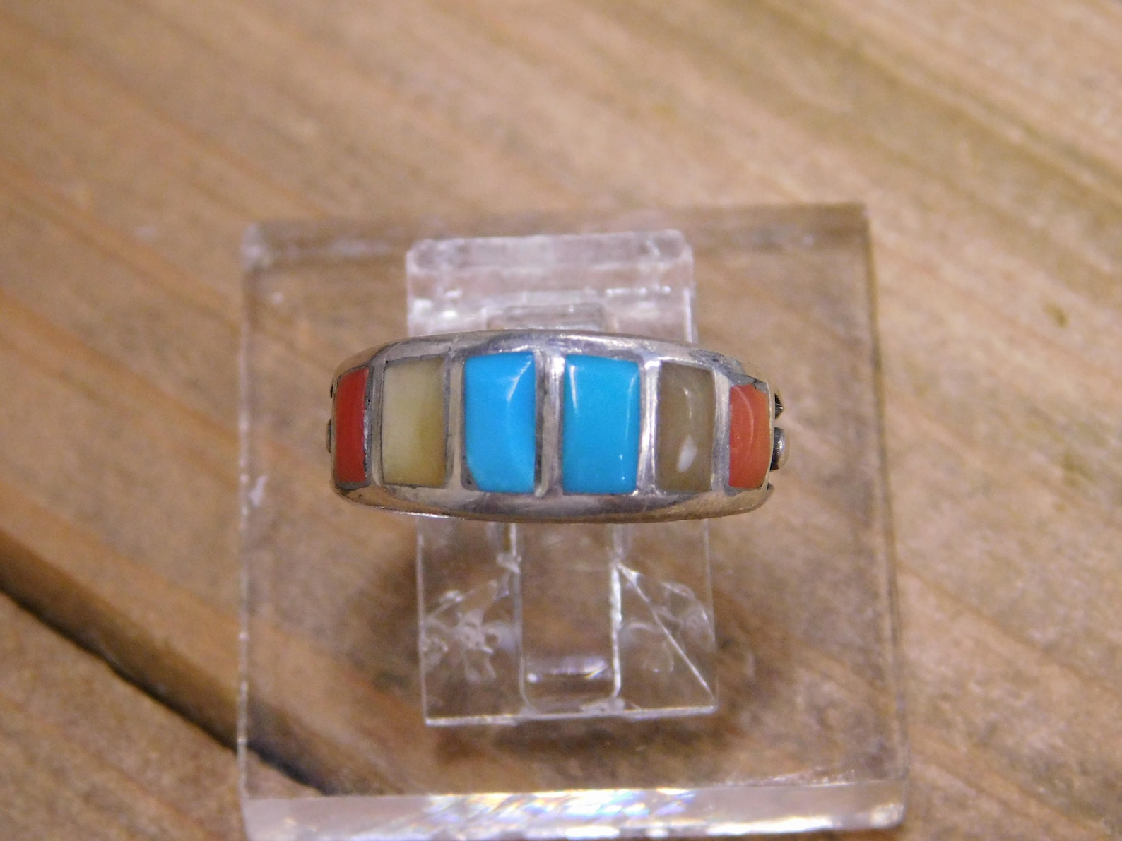 Vintage Sterling Silver Inlay Ring Size 6.25 - Etsy