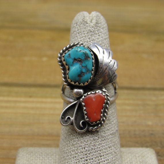 Vintage Southwestern Sterling Silver Turquoise an… - image 1