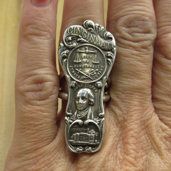 Long Repurposed Sterling Silver Statement Ring Si… - image 7