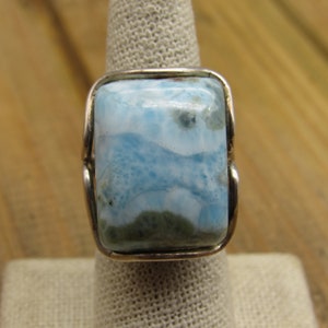 Vintage Sterling Silver Larimar Statement Ring Size 7.25