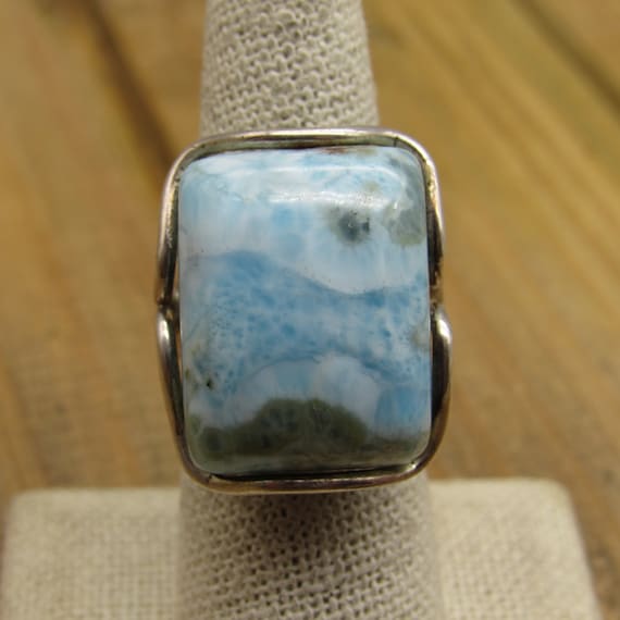 Vintage Sterling Silver Larimar Statement Ring Size 7.25 - Etsy Vintage Sterling Silver Larimar Statement Ring main image 0
