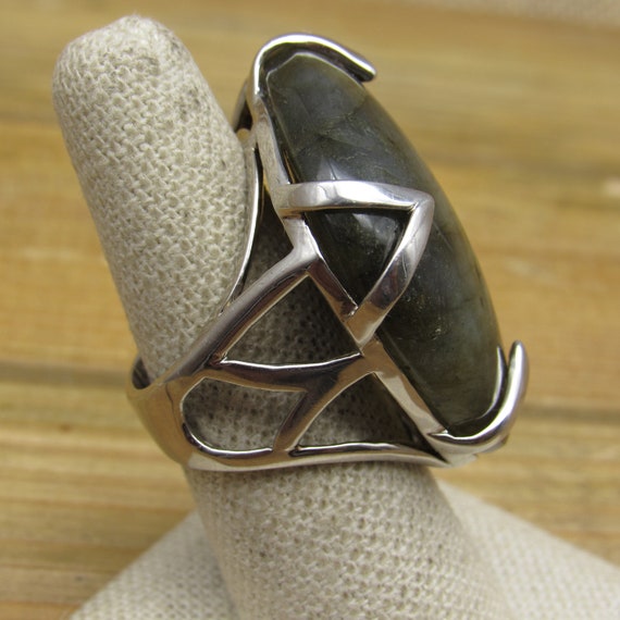 Heavy Sterling Silver Labradorite Statement Ring … - image 3