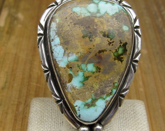 New Sterling Silver Teardrop-Shaped Royston Turquoise Ring By Jose Campos Size 8