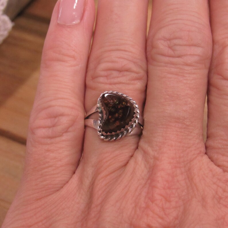 Vintage Sterling Silver Fire Agate Ring Size 6.5