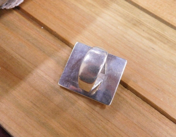 Contemporary Silver Turquoise Large Square Ring S… - image 7