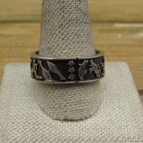 Taxco Vintage Oxidized Sterling Silver Zodiac Rin… - image 4