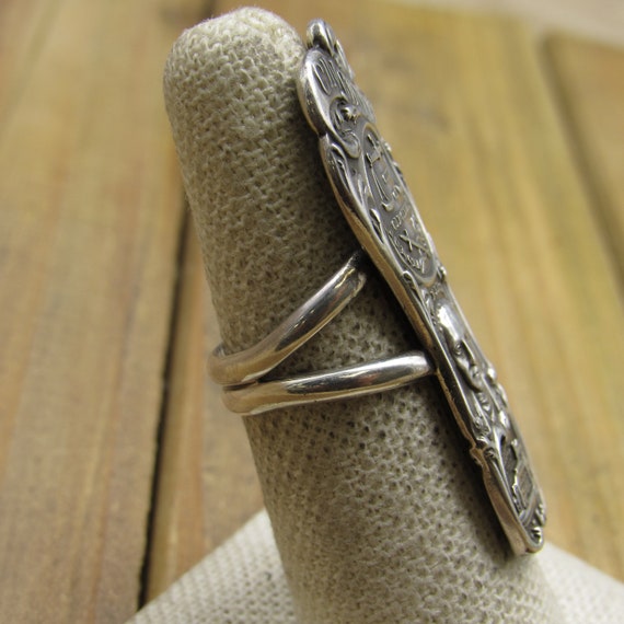 Long Repurposed Sterling Silver Statement Ring Si… - image 3