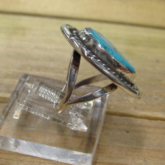 Vintage Sterling Silver Turquoise Statement Ring … - image 2