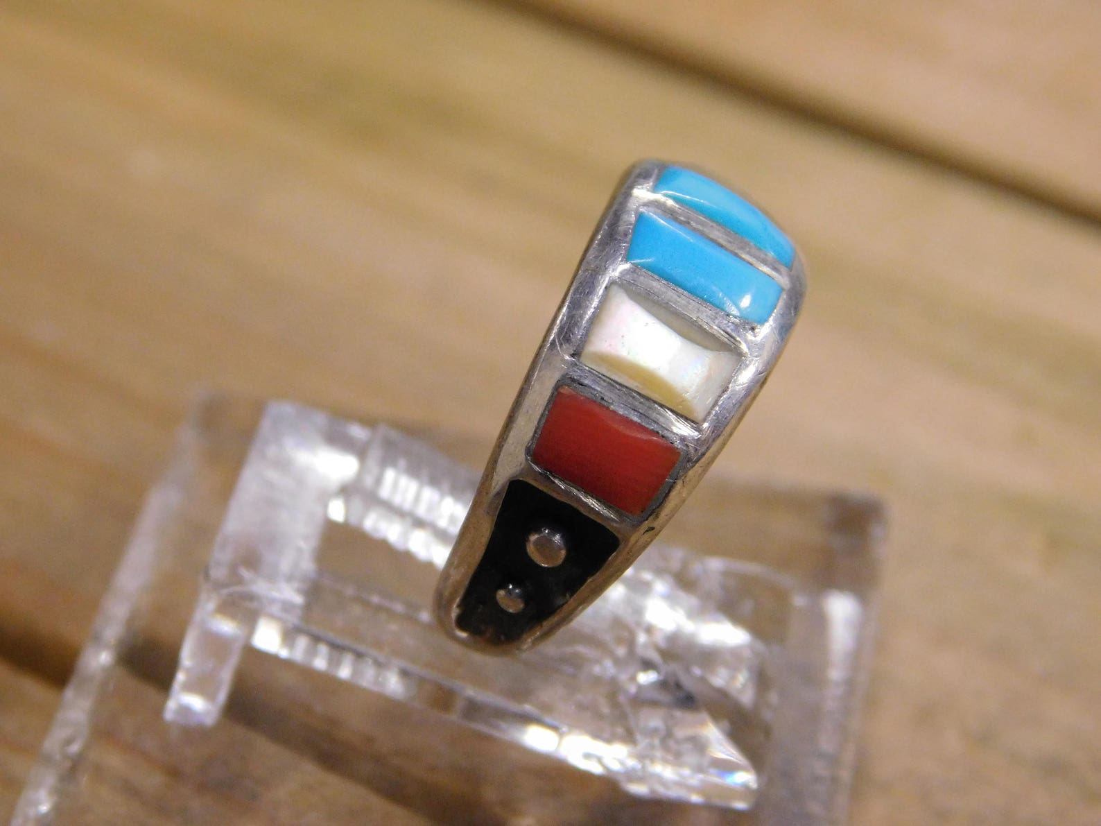 Vintage Sterling Silver Inlay Ring Size 6.25 - Etsy