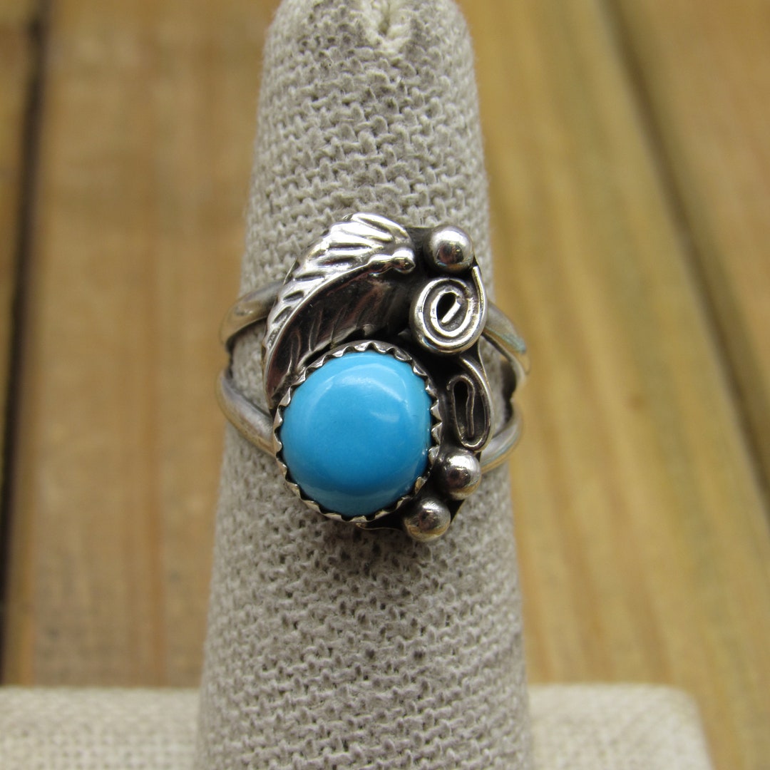 Handmade Southwestern Sterling Silver and Turquoise Ladies Ring Size 6 ...