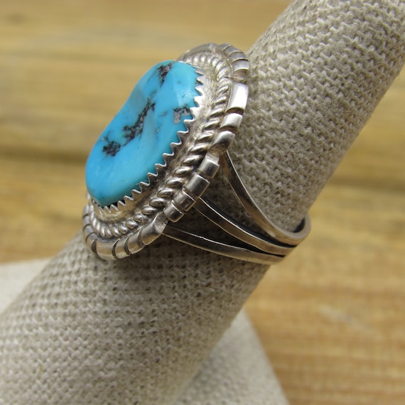 Classic Southwestern Sterling Silver Turquoise Ri… - image 2