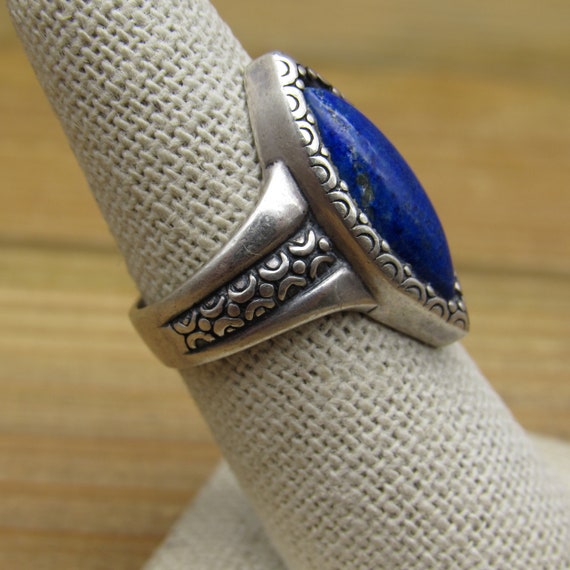 Vintage Sterling Silver Oval Shaped Lapis Ring Si… - image 2