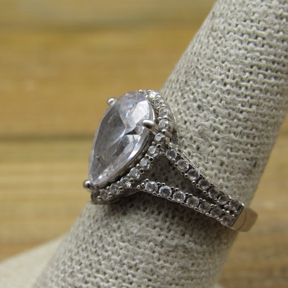 Vintage Sterling Silver and Teardrop-Shaped Cubic… - image 2