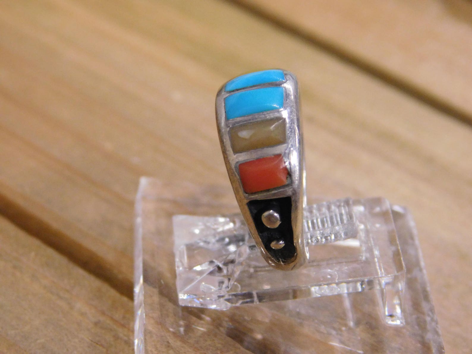 Vintage Sterling Silver Inlay Ring Size 6.25 | Etsy