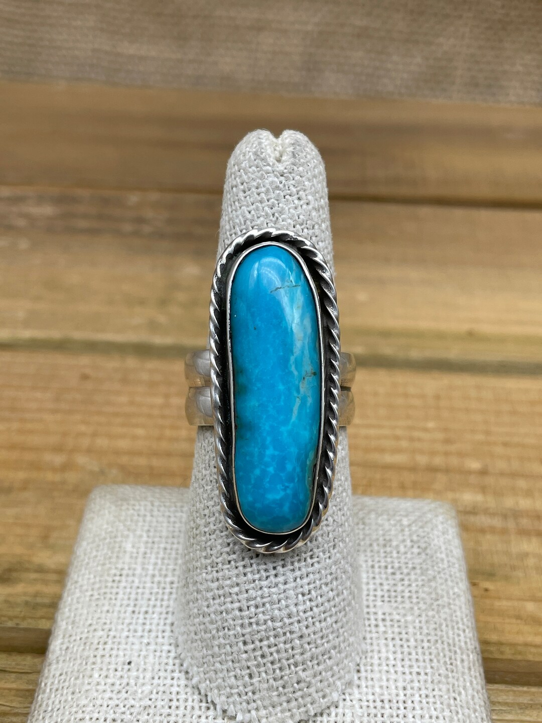 Vintage Sterling Turquoise Nugget Southwestern Ring SZ 11 main image 1