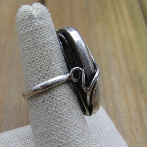 Amazing Vintage Sterling Silver Seraphanite Ring … - image 3