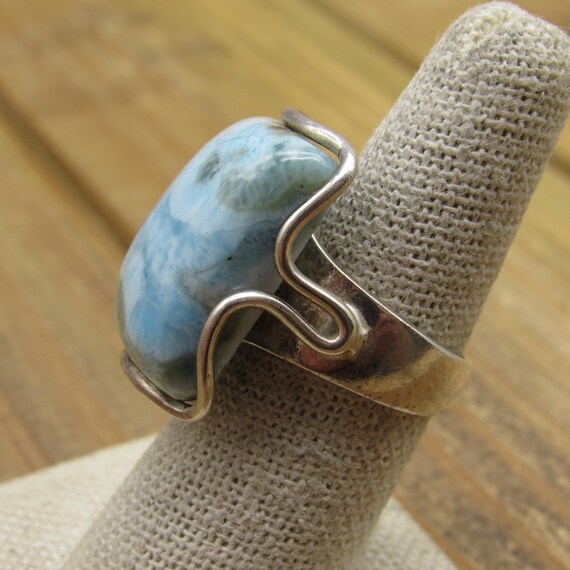 Vintage Sterling Silver Larimar Statement Ring Size 7.25 - Etsy Vintage Sterling Silver Larimar Statement Ring main image 2