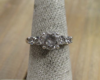 Vintage Sterling Silver Faux Crystal Ring Size 6 Etsy