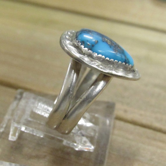 Vintage Sterling Silver Turquoise Triangle Ring S… - image 3