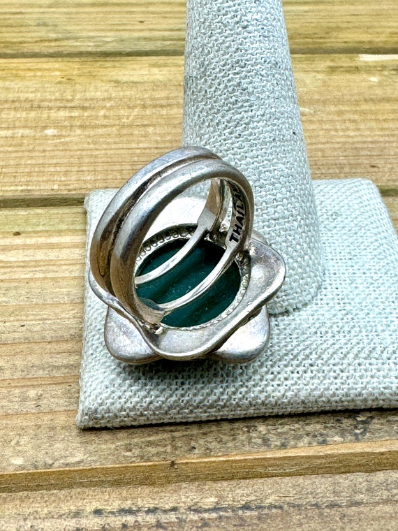 Vintage Sterling Silver Barse Green Stone Ring Si… - image 5