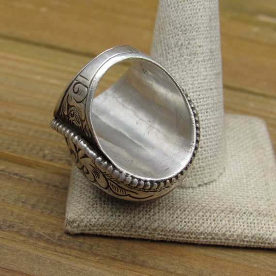 Men's Vintage Sterling Silver Large Synthetic Amb… - image 6