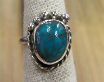 Vintage Sterling Silver Blue Turquoise Ring Size 6