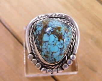 Large Turquoise Sterling Silver Ring Size 7