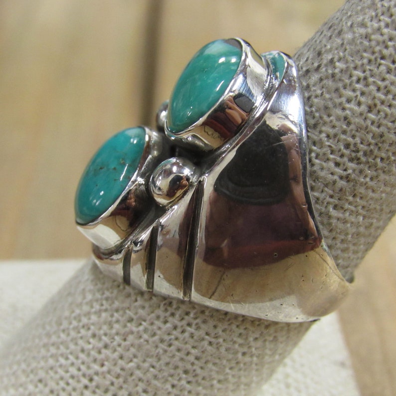 Vintage Sterling Silver Green Turquoise Men's Ring Size 9 - Etsy New ...