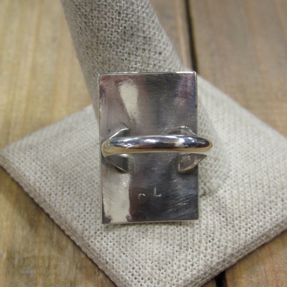 Rectangle Vintage Sterling Silver Multi Stone Inl… - image 4