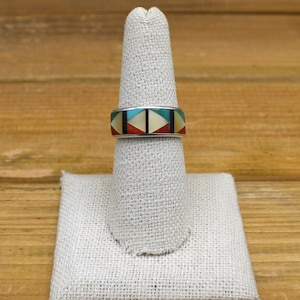 Triangle Inlay Studs: Turquoise & Mother of Pearl