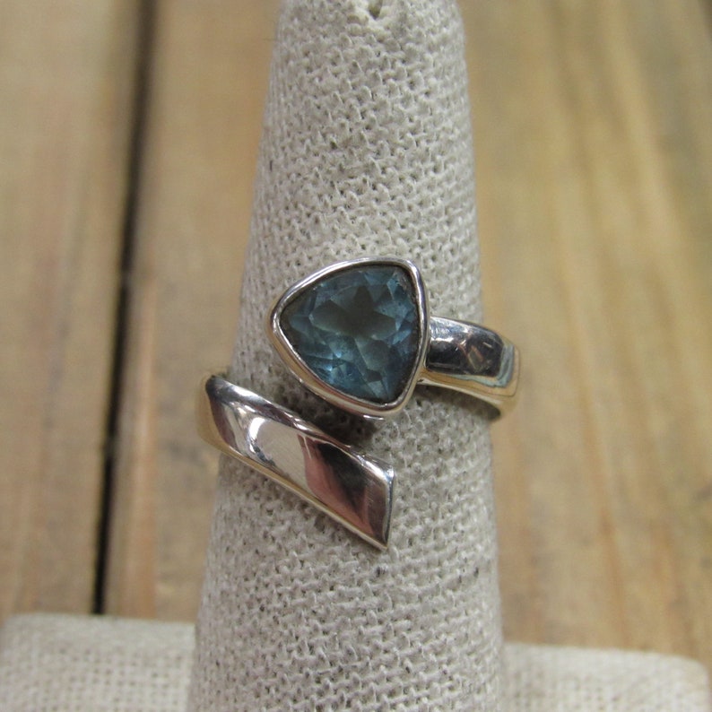 Vintage Sterling Silver Topaz Adjustable Wrap Ring
