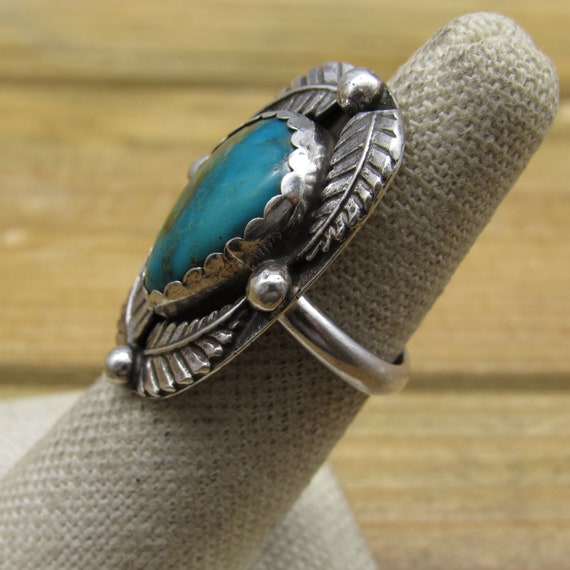 Vintage Southwest Sterling Silver Turquoise Feath… - image 2