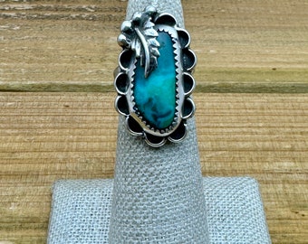 Vintage Sterling Silver Southwestern Turquoise Ring Size 4.25