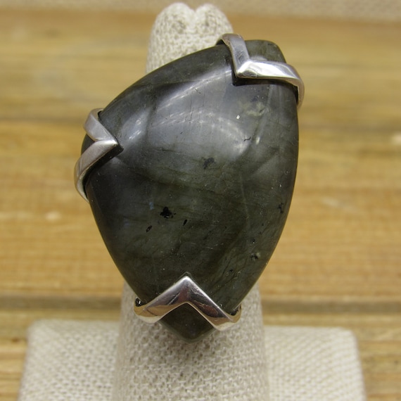 Heavy Sterling Silver Labradorite Statement Ring … - image 1