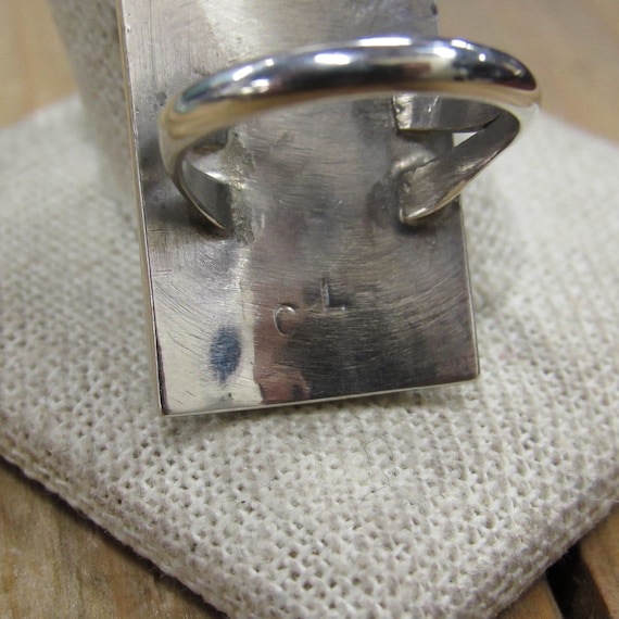 Rectangle Vintage Sterling Silver Multi Stone Inl… - image 5