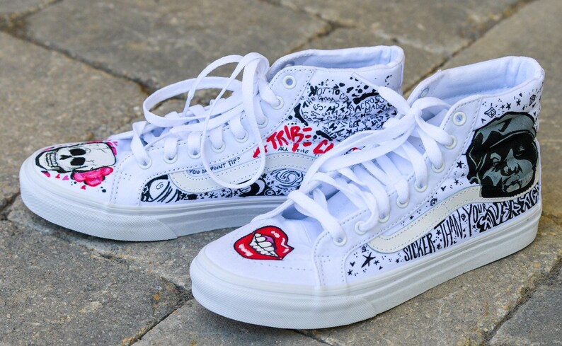 Womens Custom Sk8 Hi Vans , Custom Vans , Womens Vans , Girls Vans , Painted shoes , Painted Vans , Custom High Tops , Sk8 hi Vans , Biggie