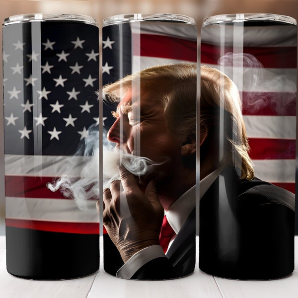 Trump Exhaling American Smoke 4 PNG 20 oz Skinny Tumbler Sublimation Design, sofortiger digitaler Download PNG, Tumbler Wrap, 4. Juli