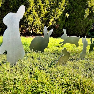 Rabbit Garden Stakes | Bunny Yard Stakes | Staked Yard Art | Metal Staked Rabbits | Custom Yard Art | Easter Yard Art | Easter Bunny Yard