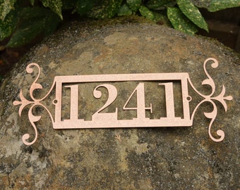 Horizontal Metal Outdoor Home Address Sign End Flourish | Custom Address Sign | Personalized House Number Plaque | Address Plaque