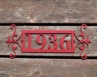 Horizontal Metal Outdoor Home Address Sign End Flourish | Custom Address Sign | Personalized House Number Plaque | Address Plaque