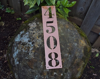 Metal Vertical Address Sign: Personalized House Number Plaque