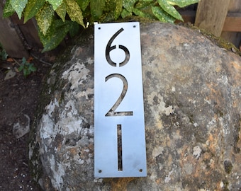 Vertical Metal Address Sign (4.5" Wide): Personalized House Number Plaque