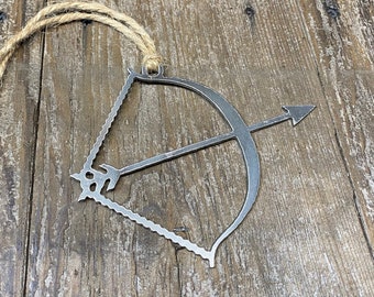 Bow & Arrow Ornament | Archery Ornament | Bow Hunter | Metal Ornament | Christmas Ornament | Deer Hunter Gift | Hunter Ornament