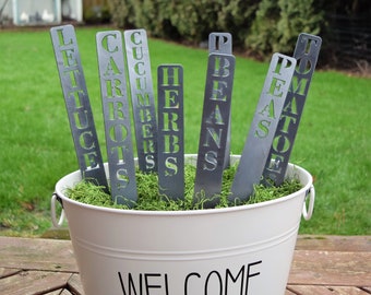Individual Metal Garden Markers: Plant Herb Vegetable Stakes
