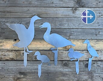 Duck Garden Stakes, Hen and Mallard Yard Stakes, Staked Yard Art, Metal Staked Ducks, Yard Art, Farmhouse Sign, Ducklings Metal, Duck Art