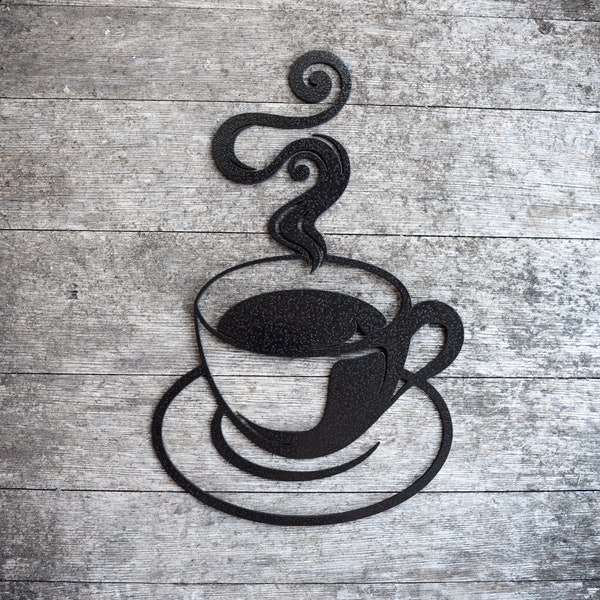 Metal Coffee Cup Sign | Abstract Metal Coffee Cup | Swirly Metal Coffee Cup | Metal Wall Décor & Art | Abstract Metal Coffee Cup | Coffee